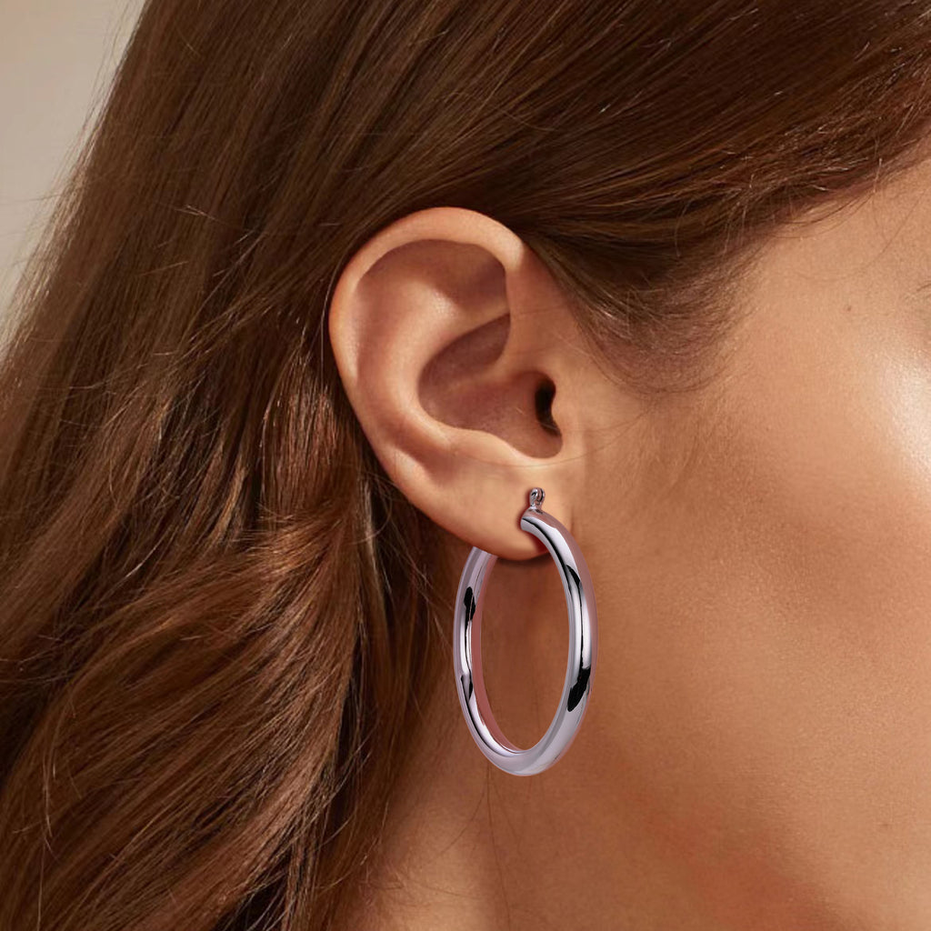 925 Sterling Silver Statement Oversized Hollow Hoop Earrings 60400026