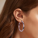 925 Sterling Silver Statement Oversized Hollow Hoop Earrings 60400026