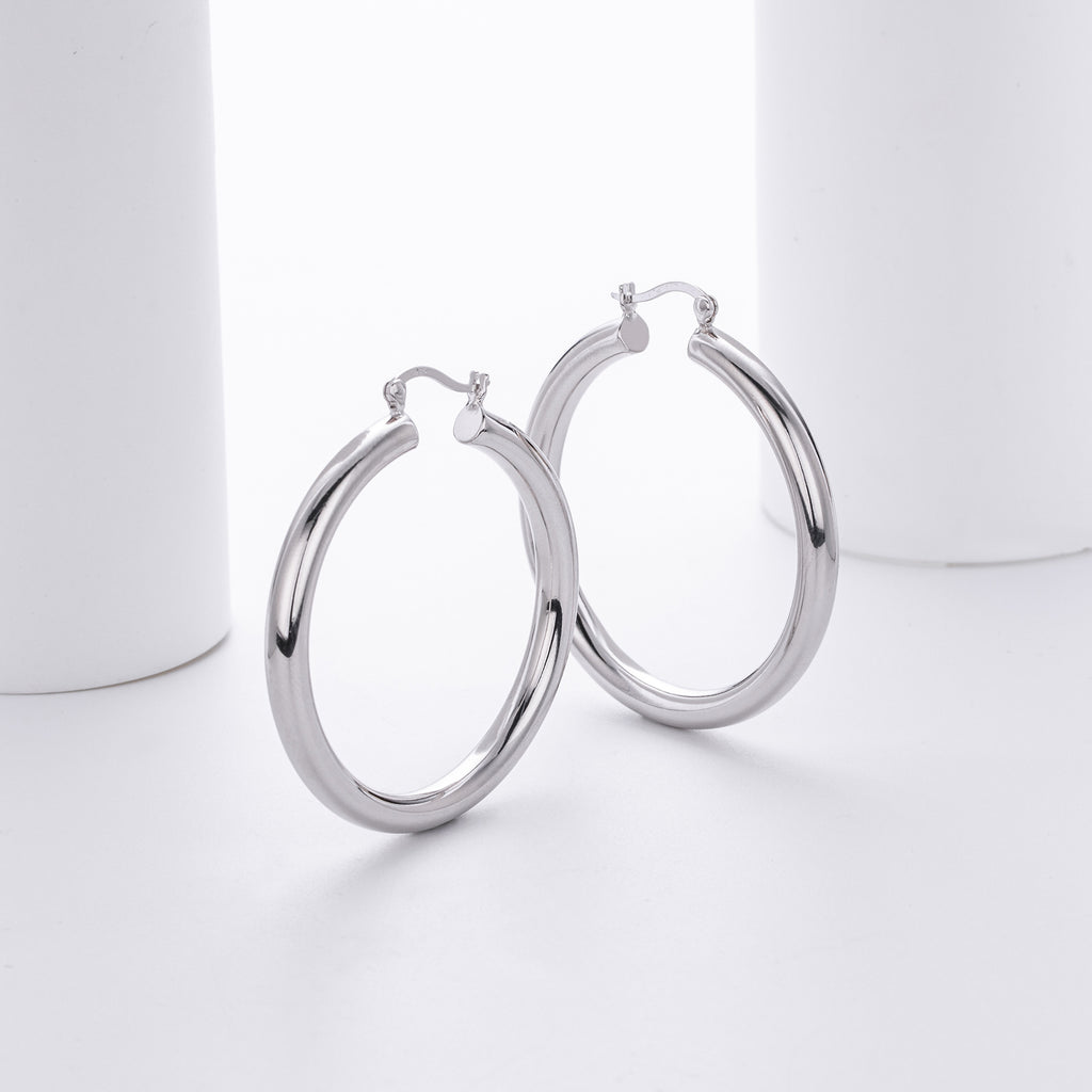 925 Sterling Silver Statement Oversized Hollow Hoop Earrings 60400026