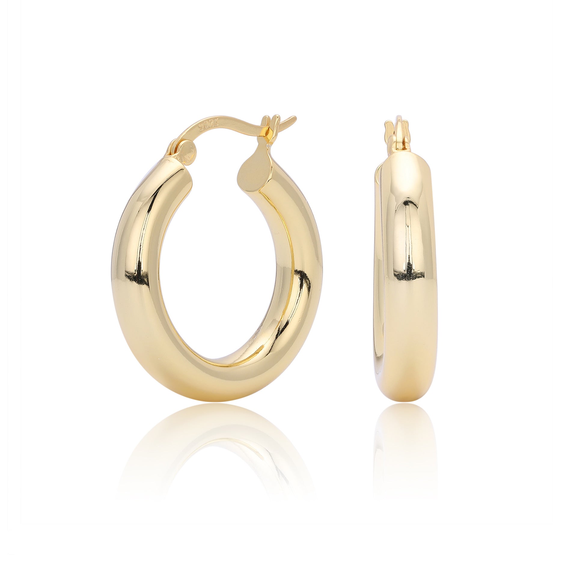 925 Sterling Silver Classic Chunky Hollow Hoop Earrings 60400030