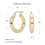 925 Sterling Silver Classic Chunky Hollow Hoop Earrings 60400030