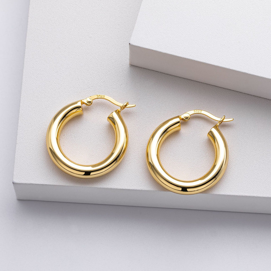 925 Sterling Silver Classic Chunky Hollow Hoop Earrings 60400030