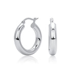 925 Sterling Silver Classic Chunky Hollow Hoop Earrings 60400030