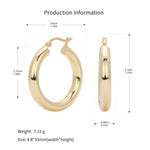 925 Sterling Silver Classic Chunky Hollow Hoop Earrings 60400030