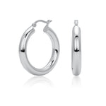 925 Sterling Silver Classic Chunky Hollow Hoop Earrings 60400030