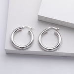 925 Sterling Silver Classic Chunky Hollow Hoop Earrings 60400030