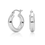 925 Sterling Silver Classic Chunky Hollow Hoop Earrings 60400030