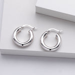 925 Sterling Silver Classic Chunky Hollow Hoop Earrings 60400030