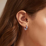 925 Sterling Silver Geometric Rhombus Hollow Hoop Earrings 60400031