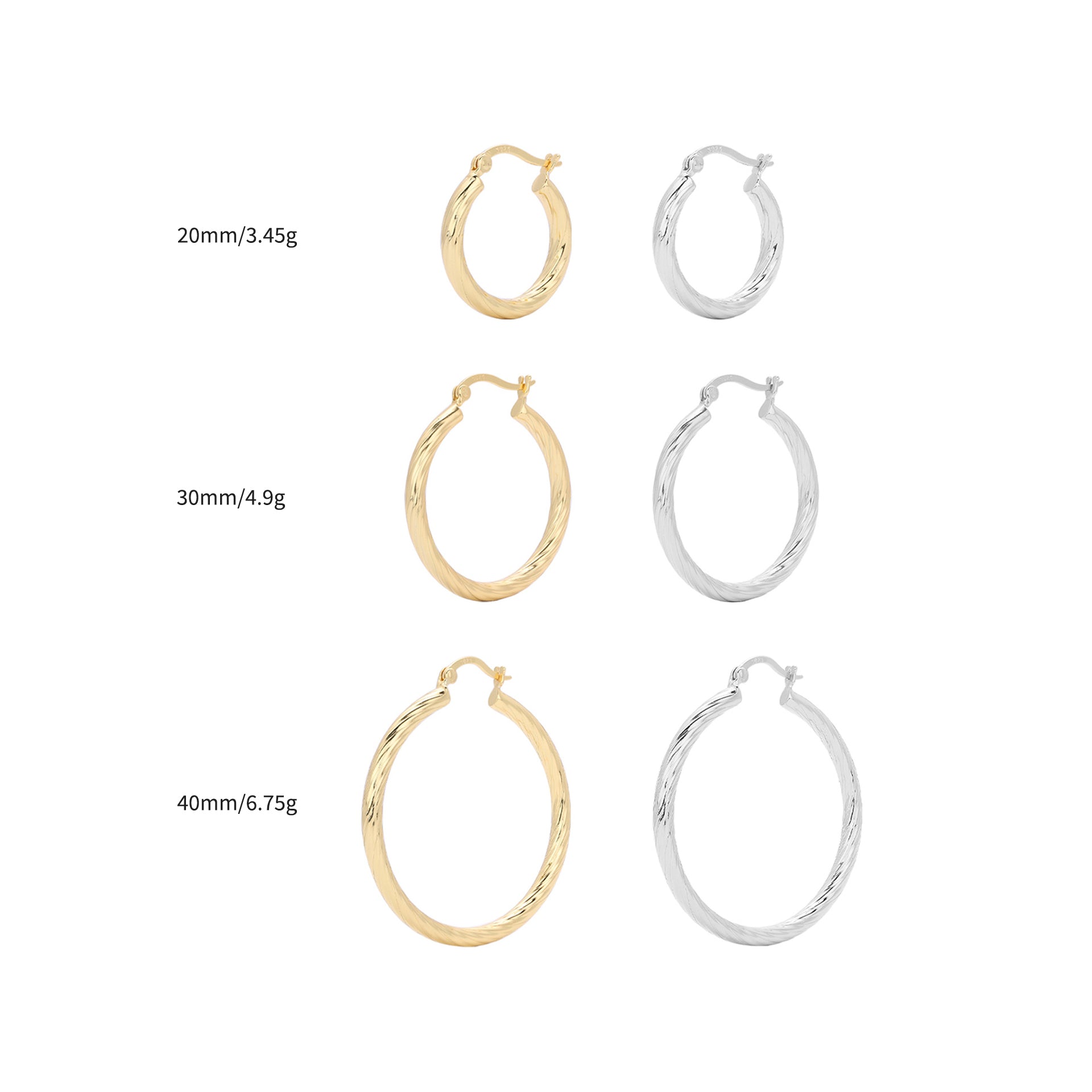 925 Sterling Silver Twisted Hollow Tube Hoop Earrings 60400033