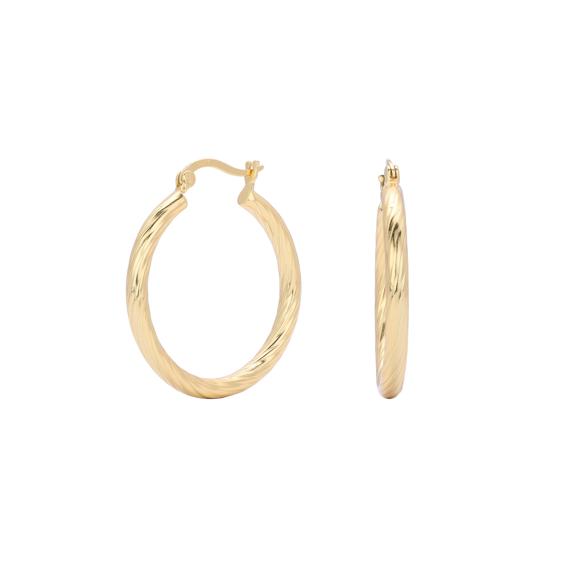 925 Sterling Silver Twisted Hollow Tube Hoop Earrings 60400033
