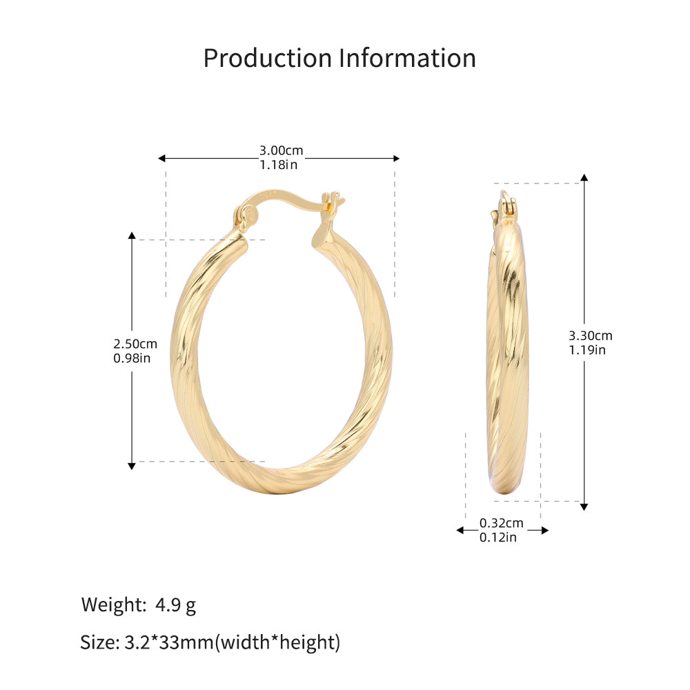 925 Sterling Silver Twisted Hollow Tube Hoop Earrings 60400033