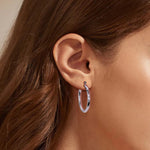 925 Sterling Silver Twisted Hollow Tube Hoop Earrings 60400033