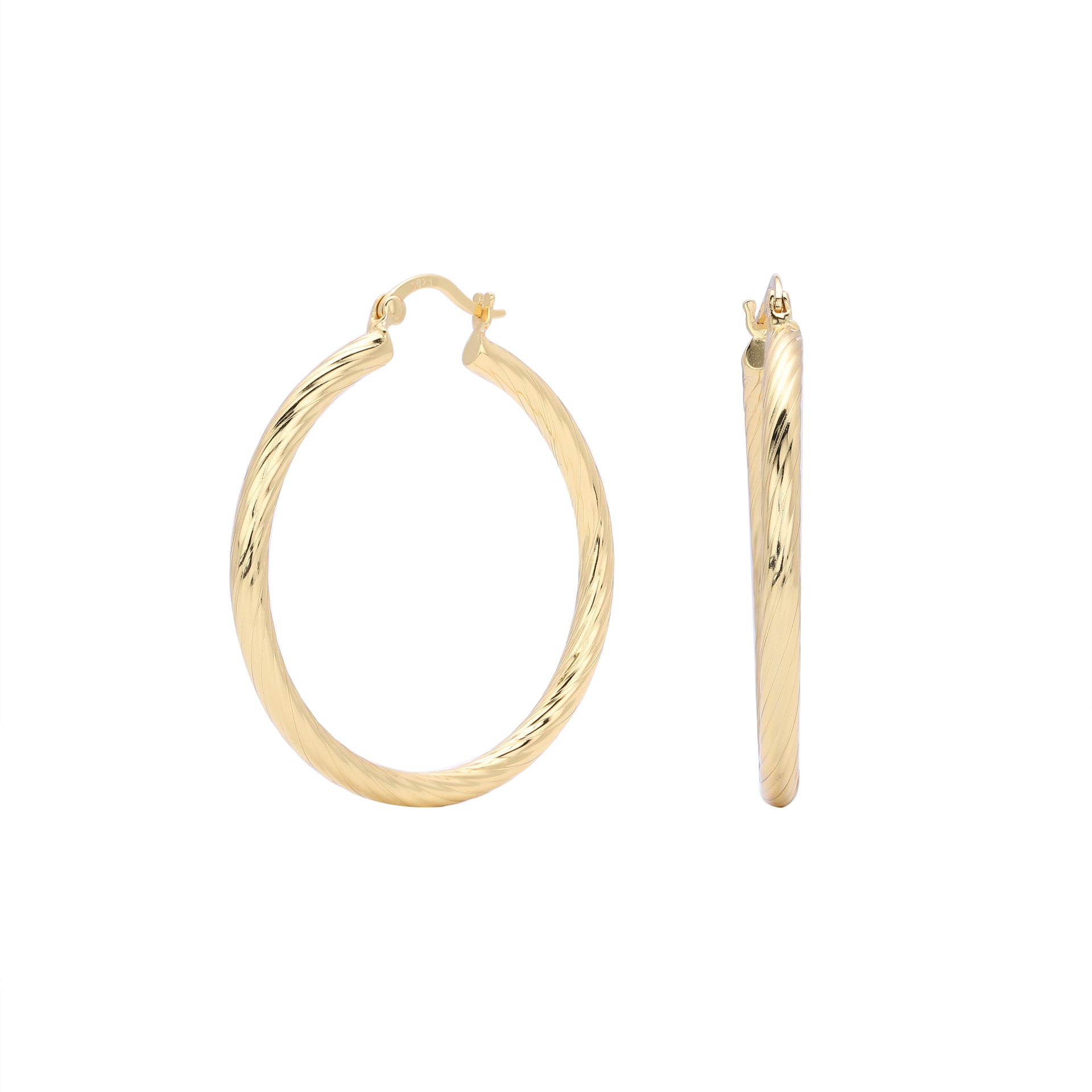 925 Sterling Silver Twisted Hollow Tube Hoop Earrings 60400033