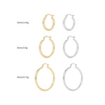 925 Sterling Silver Twisted Hollow Tube Hoop Earrings 60400033