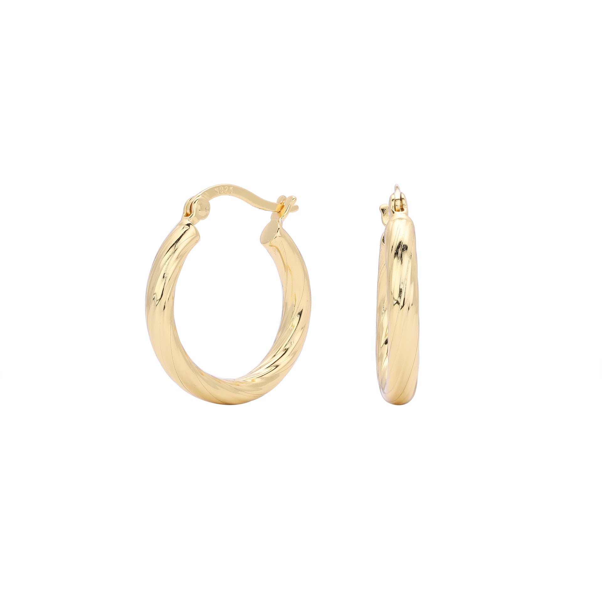 925 Sterling Silver Twisted Hollow Tube Hoop Earrings 60400033