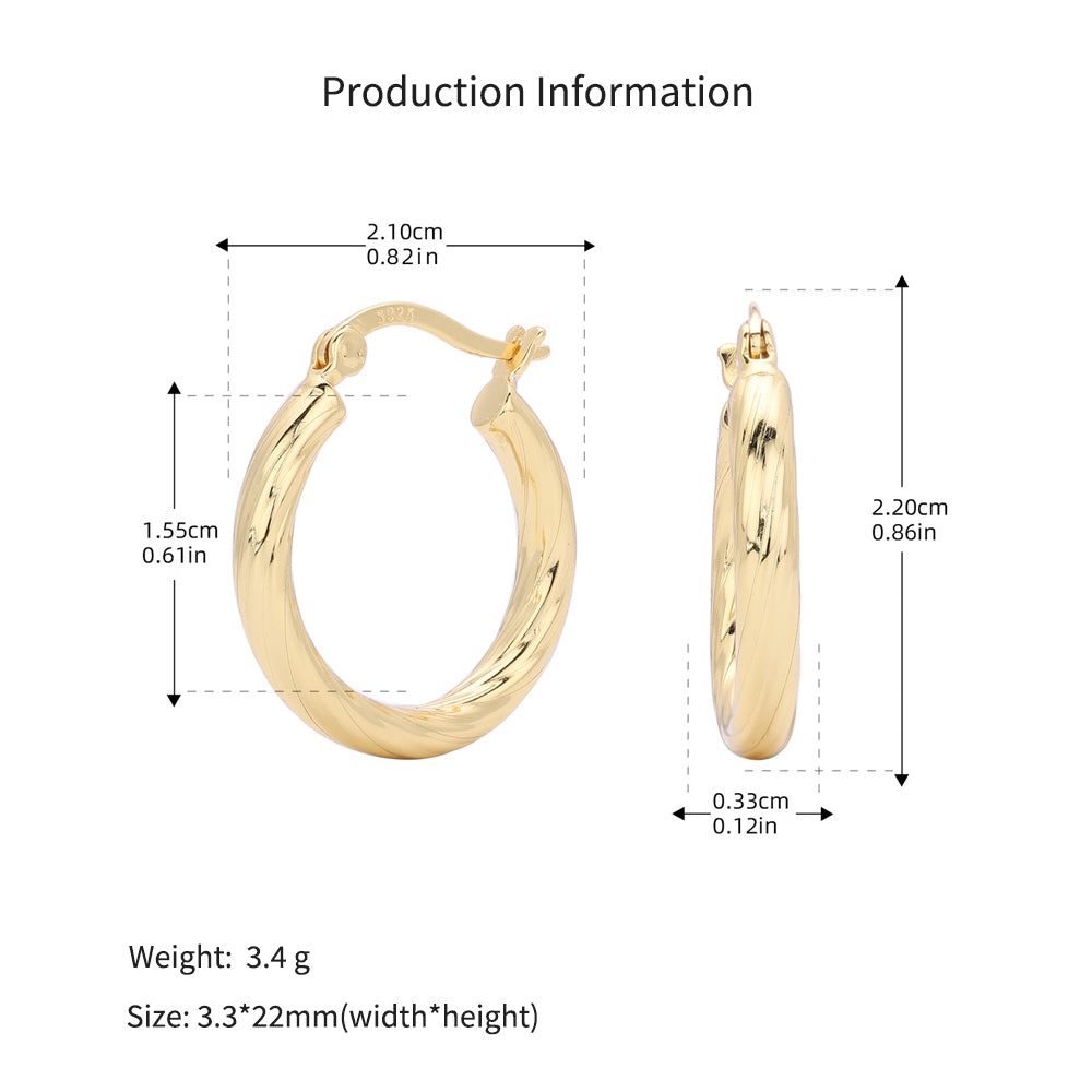 925 Sterling Silver Twisted Hollow Tube Hoop Earrings 60400033
