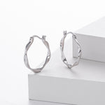 925 Sterling Silver Mobius Twist Geometric Hoop Earrings 60400036