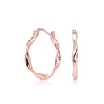 925 Sterling Silver Mobius Twist Geometric Hoop Earrings 60400036