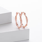 925 Sterling Silver Mobius Twist Geometric Hoop Earrings 60400036