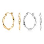 925 Sterling Silver Mobius Twist Geometric Hoop Earrings 60400036