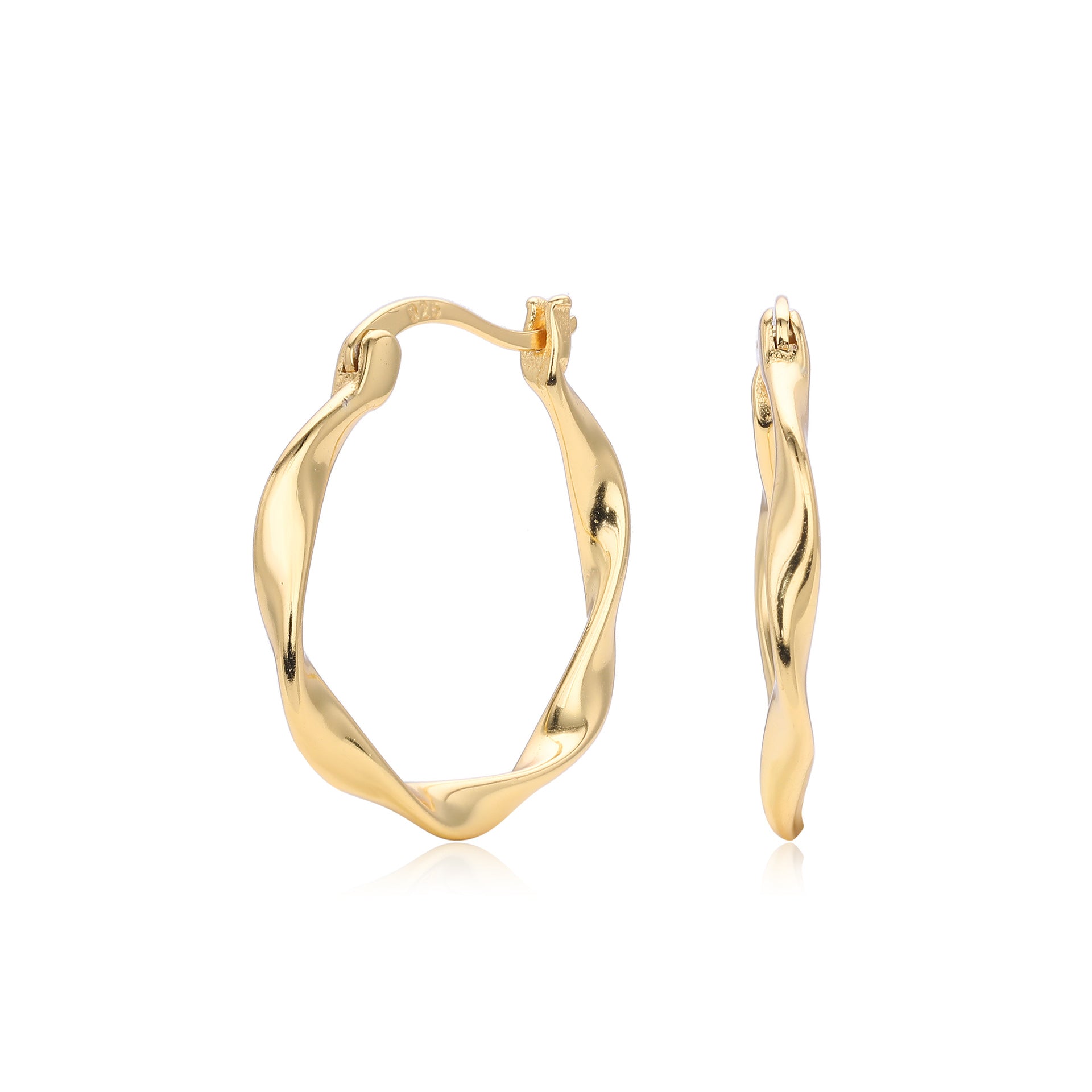 925 Sterling Silver Mobius Twist Geometric Hoop Earrings 60400036