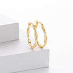 925 Sterling Silver Mobius Twist Geometric Hoop Earrings 60400036