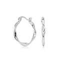 925 Sterling Silver Mobius Twist Geometric Hoop Earrings 60400036