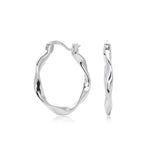 925 Sterling Silver Mobius Twist Geometric Hoop Earrings 60400036
