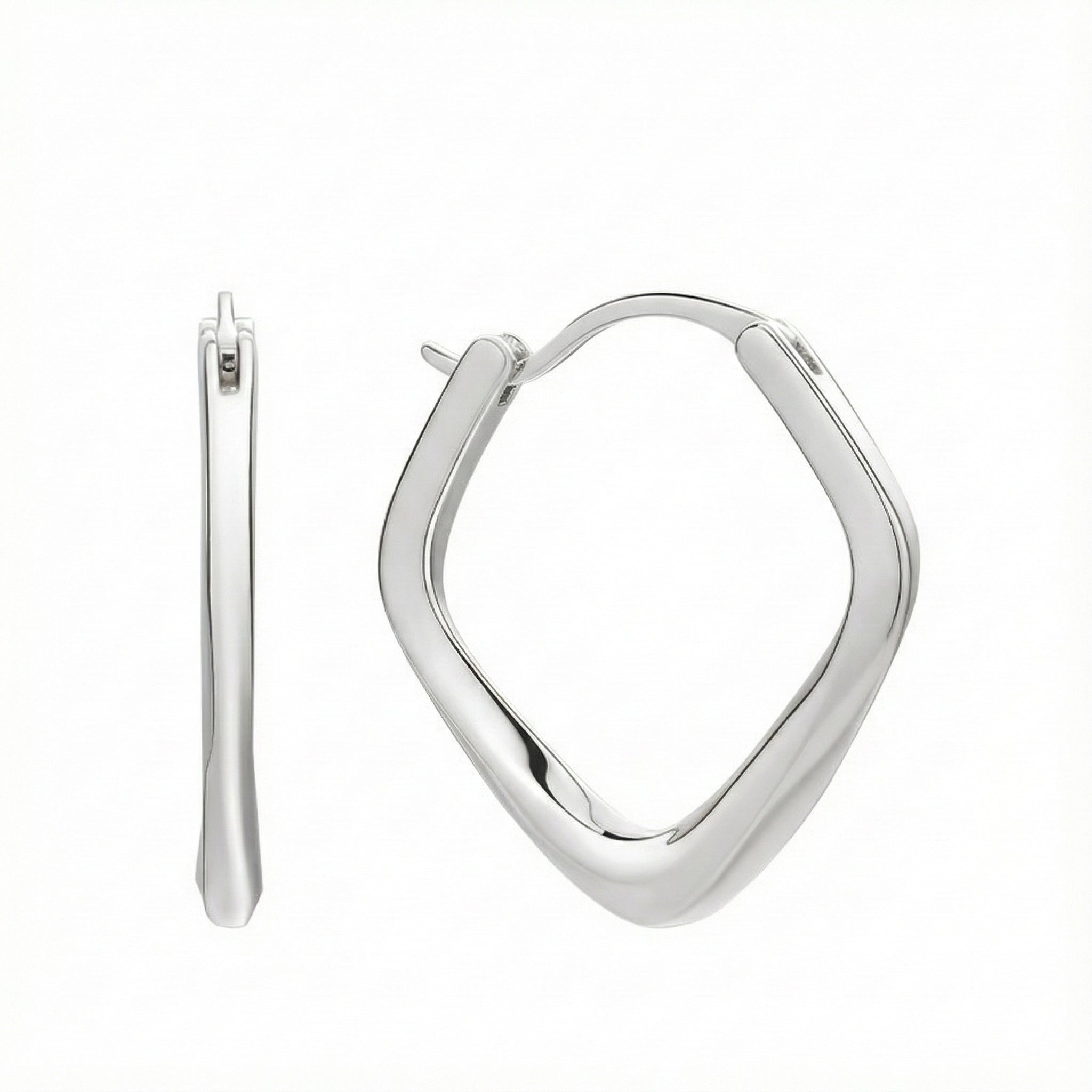 925 Sterling Silver Twisted Geometric Hoop Earrings 60400037