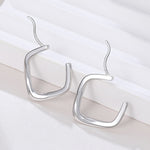 925 Sterling Silver Twisted Geometric Hoop Earrings 60400037