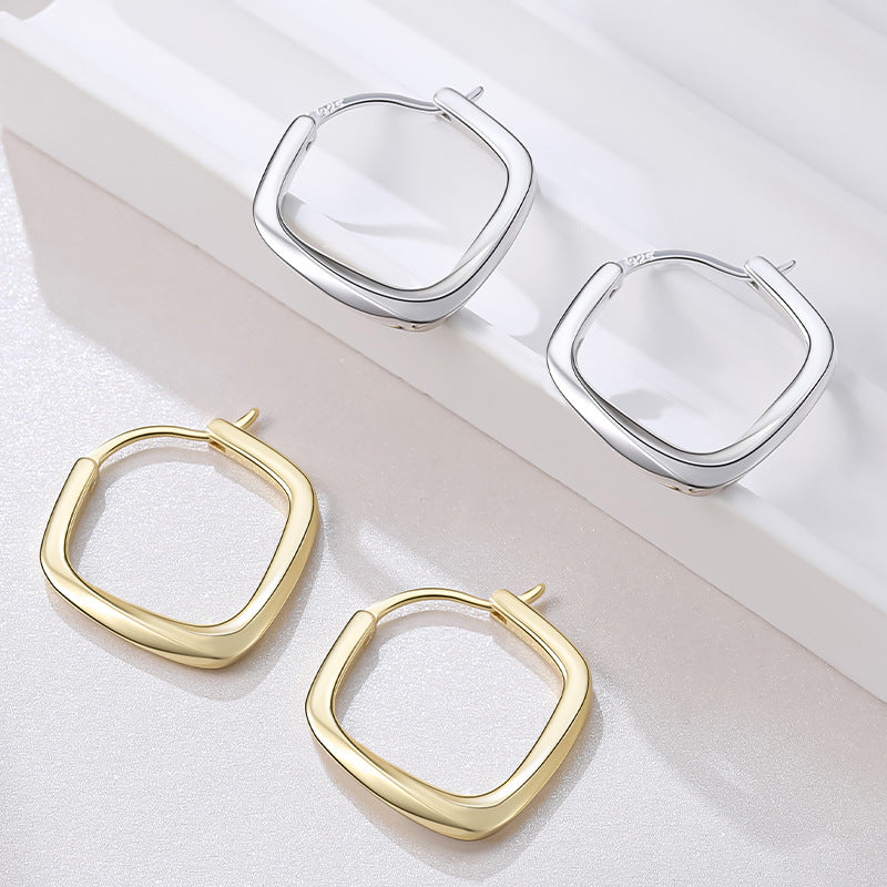 925 Sterling Silver Twisted Geometric Hoop Earrings 60400037