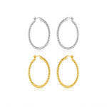 925 Sterling Silver 32mm Beaded Hoop Earrings 60400038