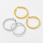 925 Sterling Silver 32mm Beaded Hoop Earrings 60400038
