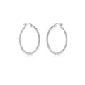 925 Sterling Silver 32mm Beaded Hoop Earrings 60400038