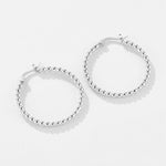 925 Sterling Silver 32mm Beaded Hoop Earrings 60400038