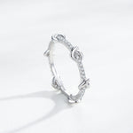 925 Sterling Silver Knotted Pavé Zircon Infinity Stacking Ring 70100545