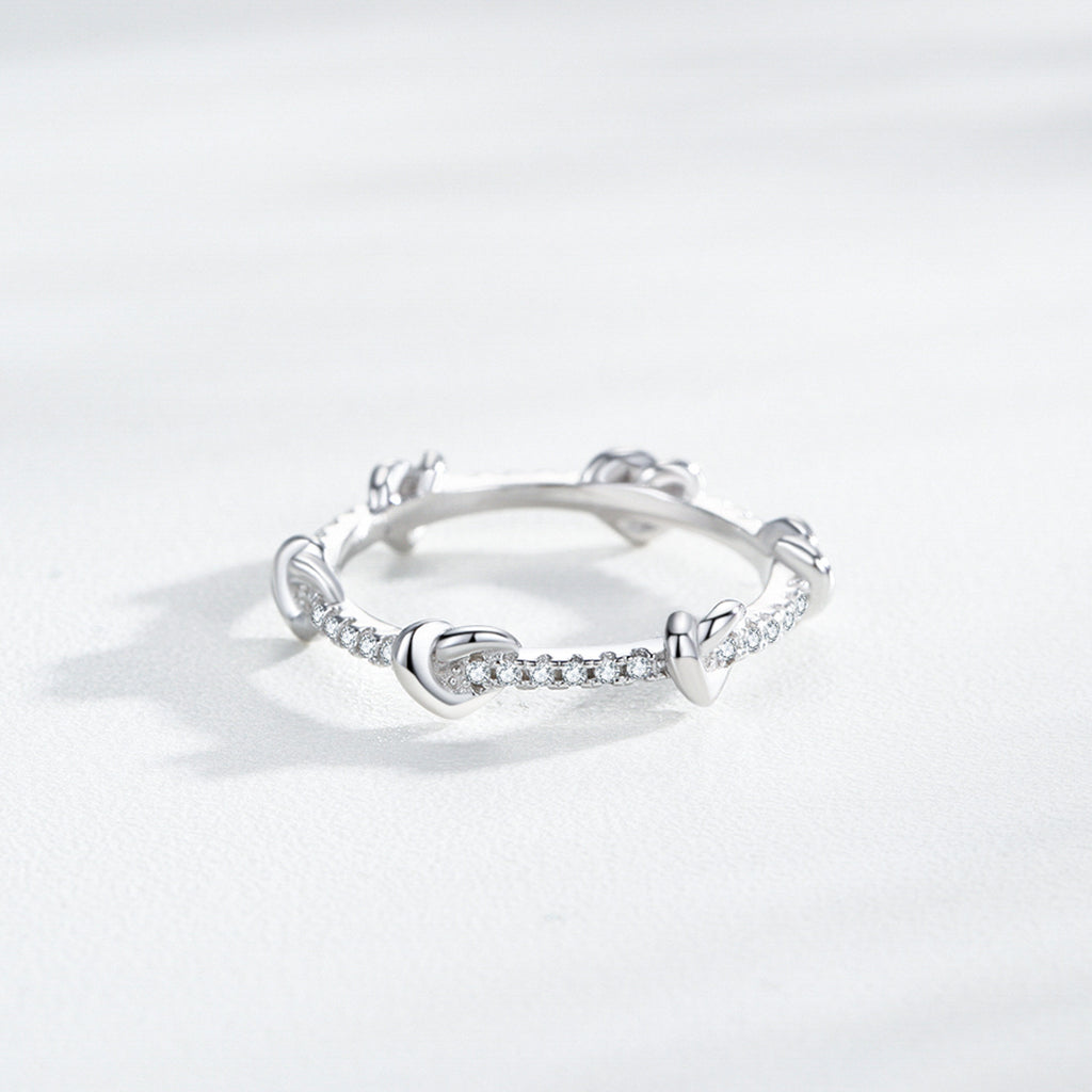 925 Sterling Silver Knotted Pavé Zircon Infinity Stacking Ring 70100545