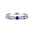 925 Sterling Silver Multi-Color Zircon Half-Eternity Band Ring 70100546