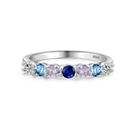 925 Sterling Silver Multi-Color Zircon Half-Eternity Band Ring 70100546