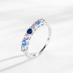 925 Sterling Silver Multi-Color Zircon Half-Eternity Band Ring 70100546