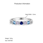 925 Sterling Silver Multi-Color Zircon Half-Eternity Band Ring 70100546