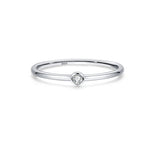 925 Sterling Silver Minimalist Bezel-Set Zircon Stacking Ring 70100550