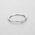 925 Sterling Silver Minimalist Bezel-Set Zircon Stacking Ring 70100550