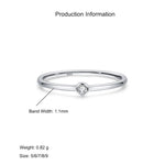 925 Sterling Silver Minimalist Bezel-Set Zircon Stacking Ring 70100550