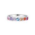 925 Sterling Silver Rainbow Zircon Half-Eternity Ring 70100575