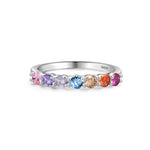 925 Sterling Silver Rainbow Zircon Half-Eternity Ring 70100575