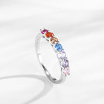 925 Sterling Silver Rainbow Zircon Half-Eternity Ring 70100575