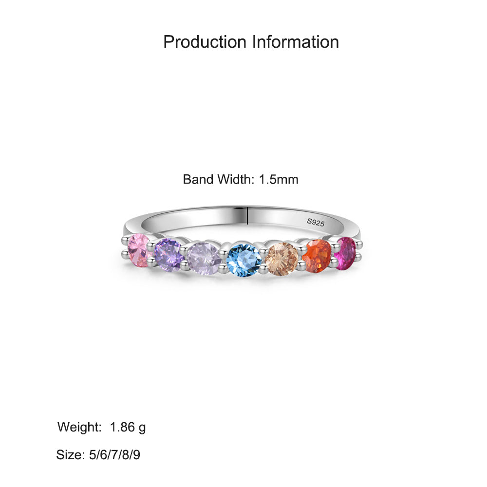 925 Sterling Silver Rainbow Zircon Half-Eternity Ring 70100575