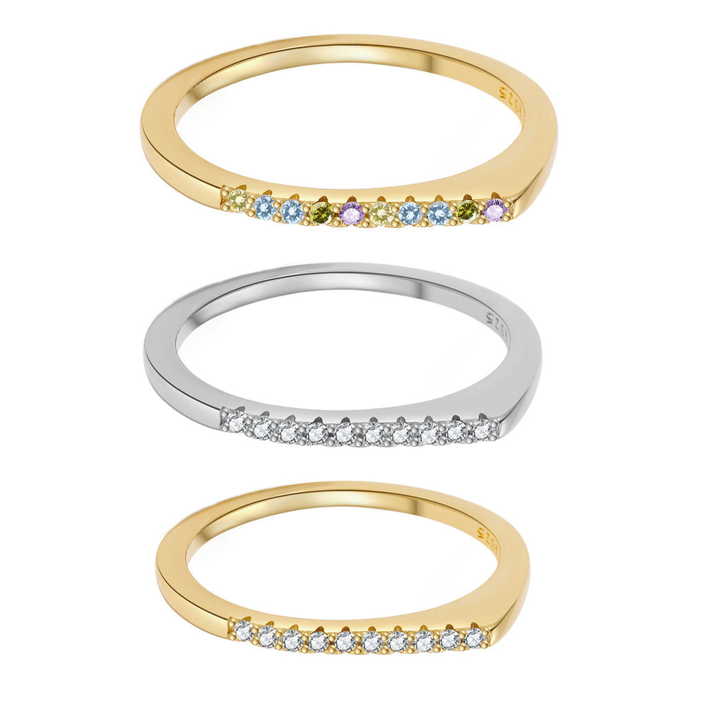 925 Sterling Silver Minimalist CZ Pave Band Ring 70100586